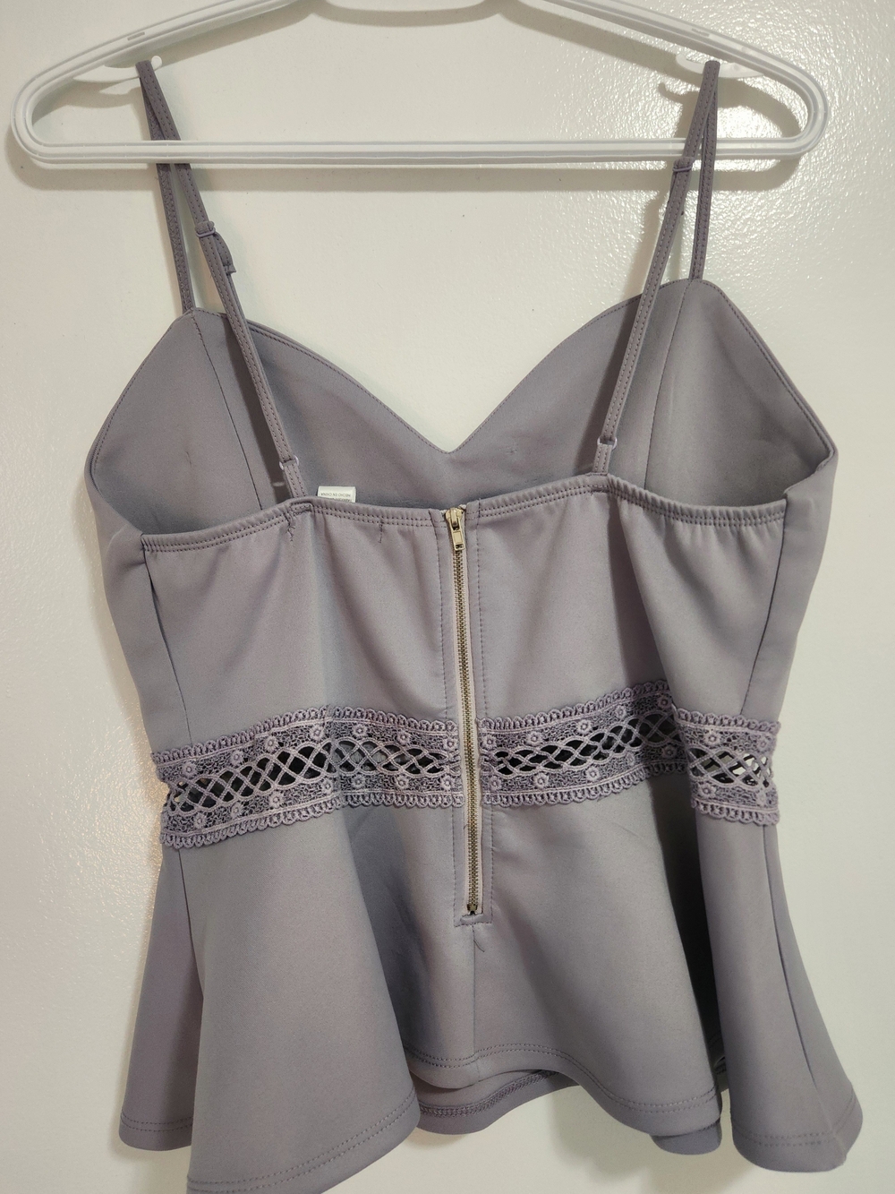 Lavender Peplum Cami with Lace Waist - Picture 2 of 3